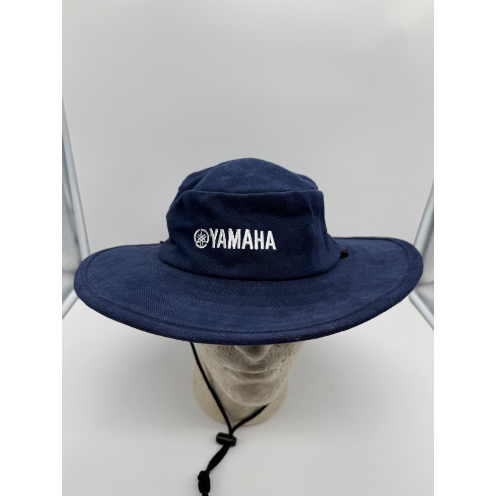 Yamaha Navy Blue Boonie Hat Sun Bucket Fishing Cap Adjustable Chin Strap AMC